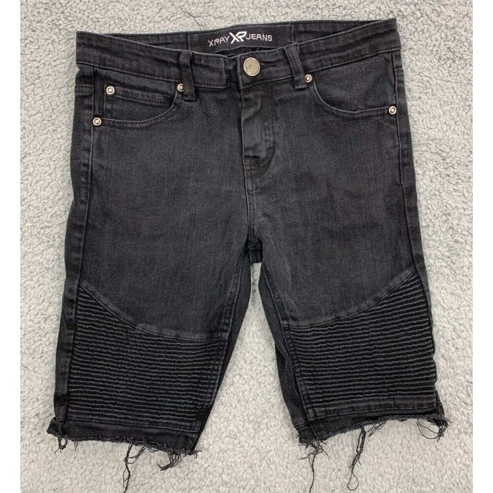 XRay Jeans Black Denim Cropped / Cut-off Ribbed Shorts 12 2017 5 Pocket Design